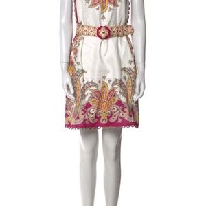 Zimmermann Size 0 White and Pink Paisley Linen Dress